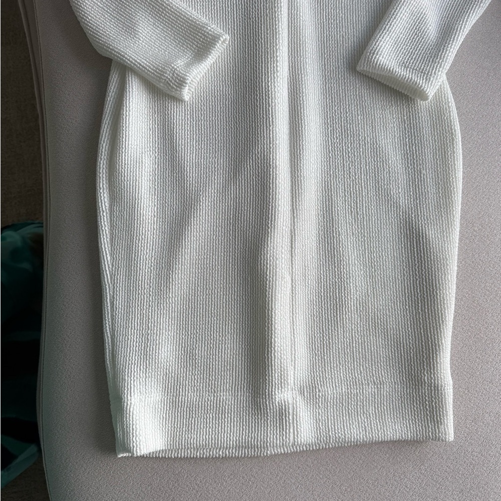 Helsi Womens Keyhole V-Neck Sheath Dress Small NWT Long Sleeves White Above Knee - Picture 5 of 6